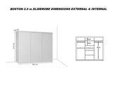 Boston 2.5 m  Mirrored Wardrobe - Dimensions